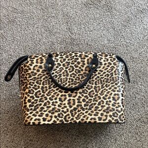 Vintage Leopard Print Doctor Bag Satchel